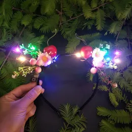 Hair Accessories Kids Adults Headband Cute LED Glowing Elk Antlers Reindeer Deer Cat Ear Light Up Party Festival 220909