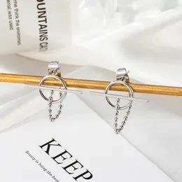 Hoop Earrings Fashion Geometric Wheel Ring Pendant Cartilage Drop Dangle Silver Colour Punk Jewelry For Cool Women Girl Friendship