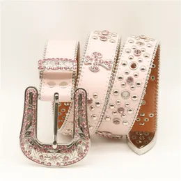 Fashion Design Diamond Studded Rhinestone Belts for Ladies Pu Leather Men Jean Belt