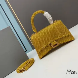 Süper orijinal tam kapsama elmas çanta kadın çanta lüks tasarımcılar çanta yeni tote pochette klasik moda debriyaj cüzdan parlak rhinestone kum saati çanta 19cm