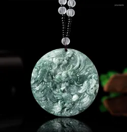 Pendant Necklaces Natural Burmese Emerald Kowloon Shelter Dragon Brand Zodiac Jade High-end Jewelry