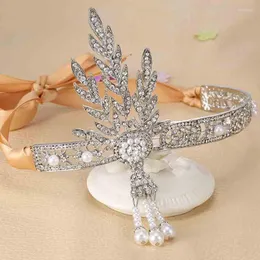 Hair Clips The Great Gatsby Bridal Accessories Crystal Pearl Tassels Hoofdbanden Sieraden Wedding Bruiden Haarband Tiaras Crowns