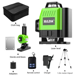 16 linjer 4D lasernivåer Orange Line SelfVeling 360 Horisontella och vertikala super kraftfulla lasrar Level 12lines Green Beam Laser Nivellering