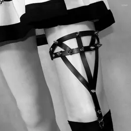 Pasy seksowne akcesoria ręcznie robione harajuku noga podwiązka faux skórzana kolca stadnin punkowy metal metalowy pasek wiązka paska