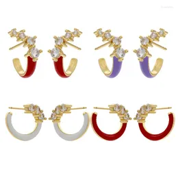 أقراط مسمار Zhukou Gold Color Oil Most Women Women Cz Crystal Massion Jewelry Wholesale VE480