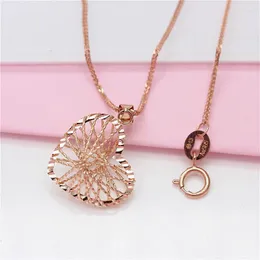 Kedjor 585 Purple Gold Shiny Line Heart Chain Halsband Romantisk lyx 14K Rose Ladies Engagement Smycken Tillbehör