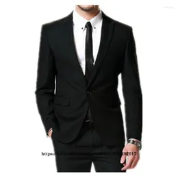Ternos masculinos Blazers masculinos Classic Black Slim Fit Mens para Noivo Tuxedo de Jaqueta 2 Peça Definir Botão de Negócios Um Botão