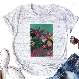 Women's T Shirts Tropical Floral Summer Travel Vintage Tee Vacation Aloha Plants Tops Hawaii Eesthetic Clothes XL