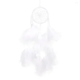 Interior Decorations White Dream Catcher Net With Feathers Handmade Wall Hanging Car Ornament Craft Home Decoration Decor Wind Chimes