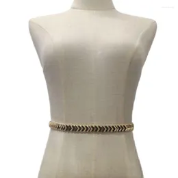 Bältesdesigner elastisk stretchguldpläterad bokstav geometrisk 1,5 cm tunn för kvinnor mode correas para mujer fri storlek