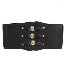 Ceintures Fashion Lady Red Taille Ceinture Extra Large Corset Gold Metal Bague Robe Cummerbund Noir PU Cuir Ceinture Élastique Pour