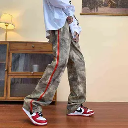 Herrenhosen 2022 Außenseitenseite Reißverschluss Tarn Tarnung Baggy Männer Frachttracksuitenhose Overall Hip Hop Frauen Sport lang Hosen Spodnie Dresowe T220909