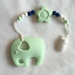 Collares colgantes 2022 Paciguo de silicona Smile Clip con Elephant Teether Star Beads Terta dentición bpa gratis para el bebé