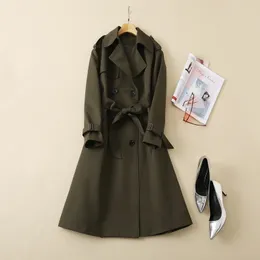 Trench Coats New European and American women's wear for winter 2022 Long sleeved suit double breasted collar Fashion belt trench coat XXL