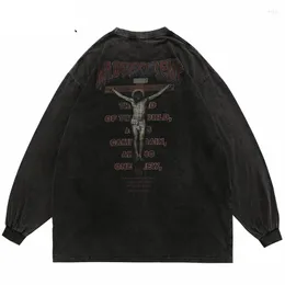 Мужские рубашки хип-хоп негабаритный рубашка уличная одежда Иисус Письмо Пект