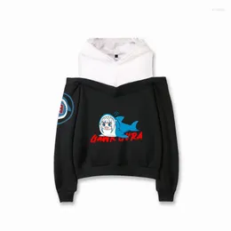 Erkek Hoodies Erkekler Sweatshirts Gawr Gura Sonbahar Kapşonlu En İyi Gündelik Uzun Kollu Omuz Off Off-Match Baskı Deseni Harajuku Koleji