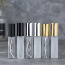 Parfüm Şişesi 24 PCSlot 5ml 10ml Şeffaf İnce Cam Sprey Örnek Flakonları Taşınabilir Mini Atomizer Altın Gümüş Siyah Kap 220909