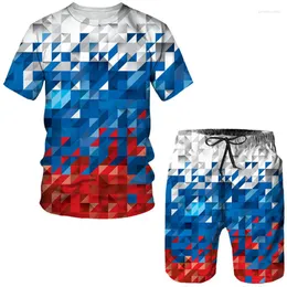 Men's Tracksuits Men's Suit Flag 3D Printing Casual Sportswear 2 Piece Short Sleeve Shorts Fashion Summer Street Oversized Clothing