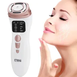Ansiktsvårdsenheter Mini HIFU -maskin RF -åtdragning EMS Mikrourrent för ögonlyftning och Anti Wrinkle Massager 220909