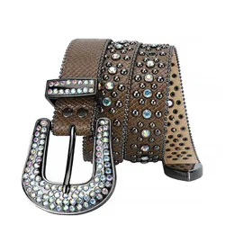 Ladies Western Rhinestone Belts Men's Belt Personality Hip Hop Punk Style Rivets Alloy Pin Buckle Pants Belt Drop Ship