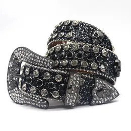 Western Rhinestones Belt Belt Diamond craved pin fivela de fivela casual tira de luxo Black Bling Bling Belts for Women