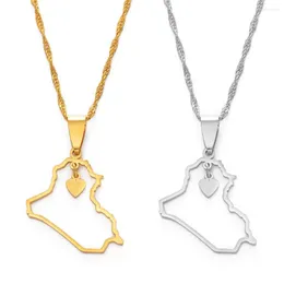 Hanger kettingen anniyo hart irak kaart ketting zilveren kleur/gouden kleur sieraden van #160521
