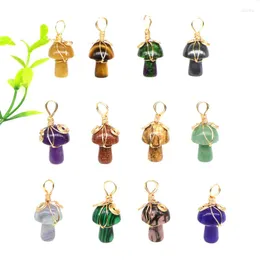 Kedjor Natural Gemstone Mushroom Wire Wrapped Pendant Crystal Fashion Jewelry Halsband Healing Stones and Crystals for Female Women