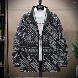 Kurtki męskie Bandana Paistey Print Jacket Men Fashion Casual Dwustronny płaszcz Męska odzież wierzchnia Cargo Outdoor