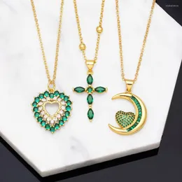 ペンダントネックレスFlola Exquisite Green Crystal Crossネックレス