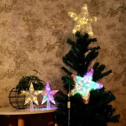 Strings 20 Cm15 15cm Xmas LED Star Fairy Night Light Five-pointed Lamp For Wedding Party Room Outdoor Garden Christmas Tree Top Decor