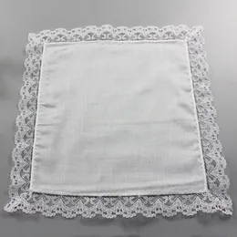 25 cm weiße Spitze dünnes Taschentuch 100 % Baumwolle Handtuch Frau Hochzeitsgeschenk Party Dekoration Stoffserviette DIY schlichtes leeres Taschentuch TH0018