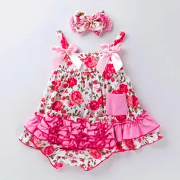 Girl Dresses Summer Baby Dress 0-2Year Floral Princess Skirts Suspender Skirt Pp Pants Suit Kids Birthday Party Toddler Girls