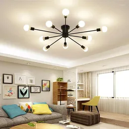 Pendant Lamps Retro Iron Lights Black/White 6/8/10 Sockets Lighting Vintage Spider Lamp Modern Ceiling Light Fixture