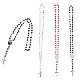 Hänghalsband Trendiga korssublimering Halsband Rosarin pärlor Katolisisme Bön Religiösa smycken för familjens äldste