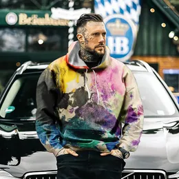 Hoodies masculinos 2022 Splash tie-dye 3d pintado casual hip-hop capuz de moletom de moletom de moletom de moletom com capuz moda moda