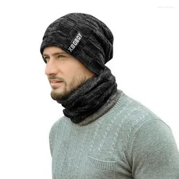 베레모 2022 겨울 모자 남자를위한 겨울 모자 단단한 남자 니트 비니 따뜻한 야외 냉장 액세서리 두꺼운 양털 내부 모자