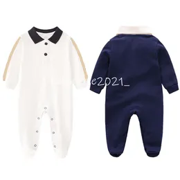 Ny vit baby rompers pojkar jumpsuit barn långärmad bomull bodysuit spädbarn flickor bokstäver bomullskläder kläder 0-2t