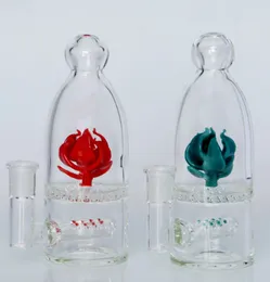 Vintage Rose Glass Bong Hookah Water Smoking Pipe 9inch can put customer logo by DHL UPS CNE