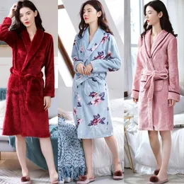 Damen-Nachtwäsche für Damen, 2022, verdickt, warme, weiche Flanell-Roben, weiblich, Winter, langer Bademantel, sexy V-Ausschnitt, Damen-Kimono-Nachthemd, Lounge