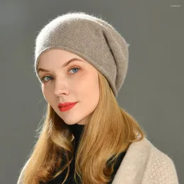Beralar 2022 Kaşmir Beanie Hat Kadın Kış Şapkaları Silping Yün Örme Sıcak Kafatalar Beanies için Gorros Kadın Kapağı