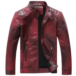 Men's Leather Faux Gradient Color PU Jacket Men Casual Fashion Gothic Motorcycle Biker Punk Stand Collar Fleece Coats jaqueta couro 220912