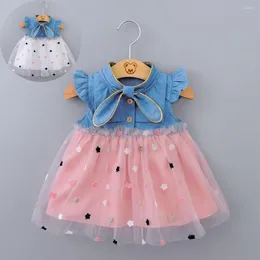 Kız elbise yaz elbise kızlar bebek kolsuz prenses gazlı bez denim kıyafetler sevimli giyim roupas de menina infantil #l