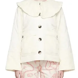 Kvinnor jackor Kvinnor stora Peter Pan Collar Parka Coat Winter Lady Fashion Ruffled quiltade Outwear SingleBreasted Short Jacket Top 220912