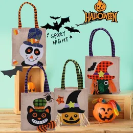 Decorações criativas de Halloween para crianças Cartoon Cartoon Pumpkin Witch Gift Dress Up Linen Goodie Bags