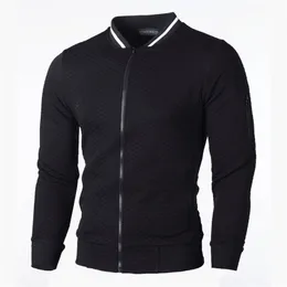 Herrtröjor Mens Stand Collar Jacket Autumn Dxhet Långärmare Street Fashion Men Coat Casual Black Red Grey White Thicken Clothing 220912