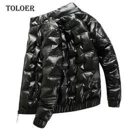 Jasne kurtki Down Men Hip Hop Fashion Fashion Grusten ciepły płaszcz para męski zimowy kolor stały błyszczący płaszcze 5xl 220912