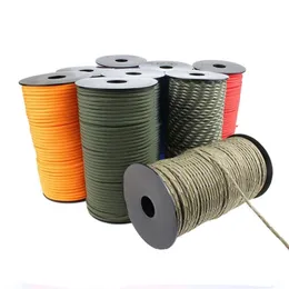 Klättringslinor Militär 550 Paracord Rope 100m 50m 7 Strand 4mm Parachute Cord Camping Accessories Outdoor Survival Gear DIY Armband Tent Line 220912