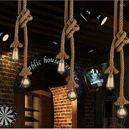 مصابيح قلادة على الطراز الأمريكي البلاد E27 LED Modern Rope Cafe Bar Single Head Double Restaurant Industry Lamp