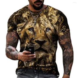 Мужские рубашки моды тигр животные графики мужская 3-е рубашка летнее уличное стиль O-образной шорт-рука