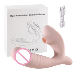 Doppio vibratore di aspirazione a stimolazione 10 velocità vibrante sesso orale clitoride ventosa stimolatore del clitoride giocattoli del sesso